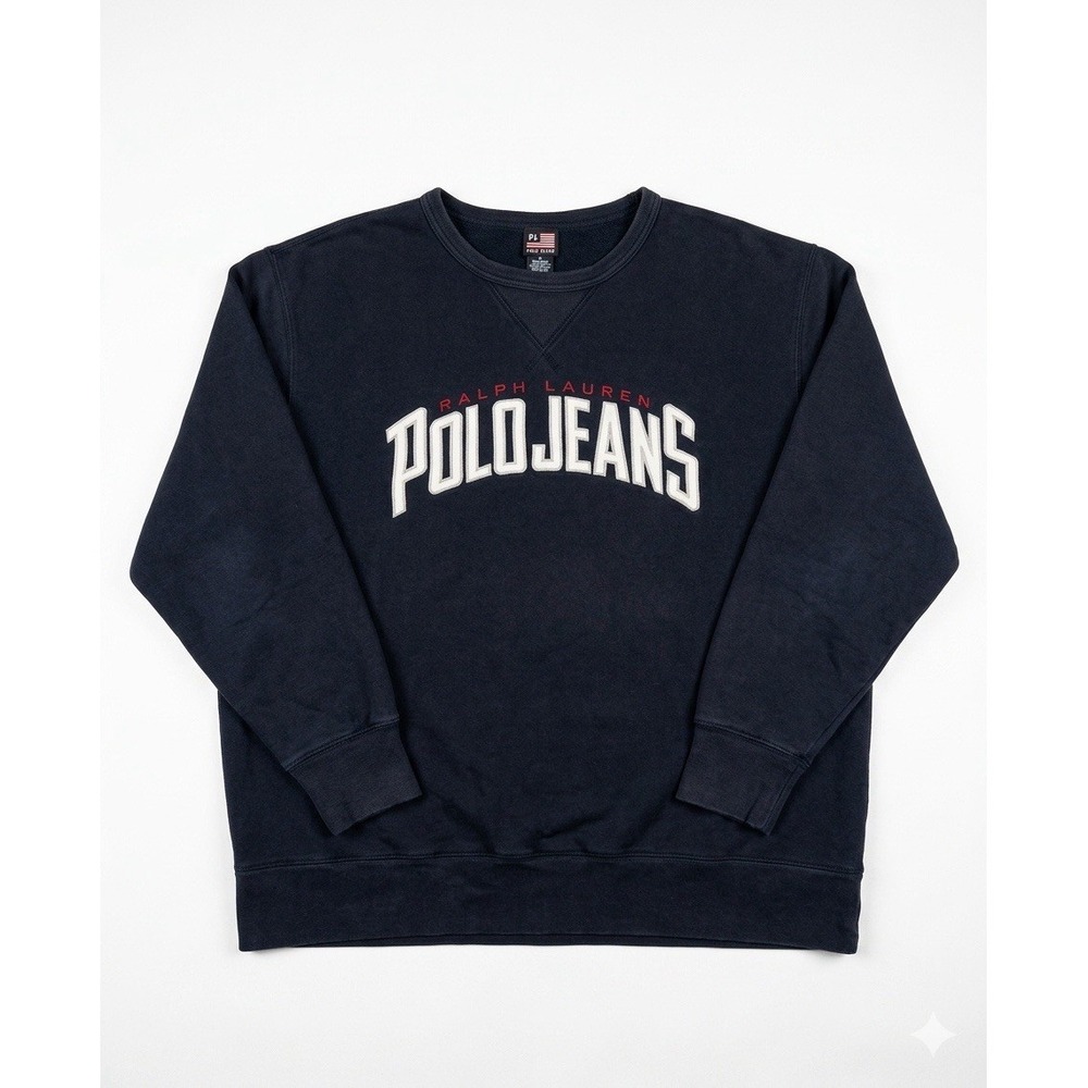 Vintage Polo Jeans Co Ralph Lauren Black Sweatshirt 2XL Spellout Y2K Graphic